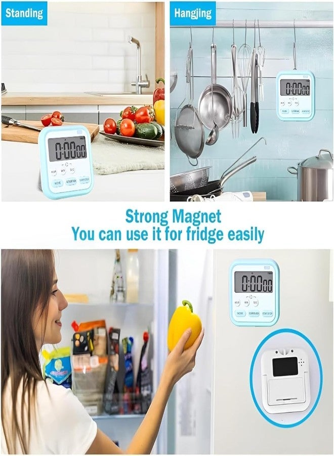 Topinon Digital Kitchen Timer & Stopwatch, Countdown Large Digits, Loud Alarm, Magnetic Stand Round, for Cooking | Baking | Kids Study Teacher Shower Bathroom Oven Round Back Stand Hanging Hole - Image 5